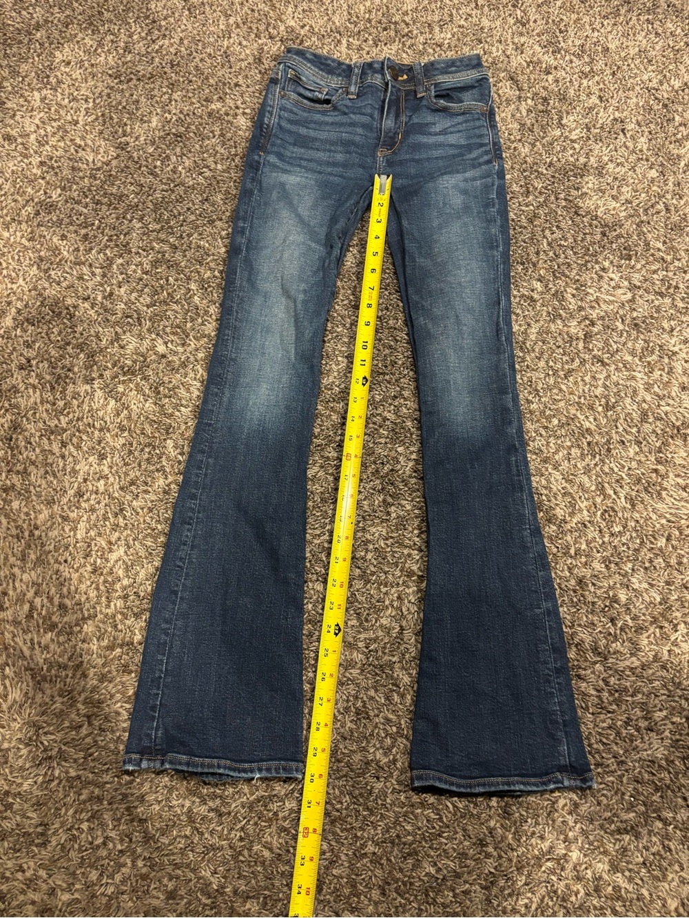 Womens American Eagle Dark Blue Kick Boot Jeans - Picture 3 of 6